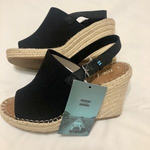 Toms women wedges Monica black oxford size 8